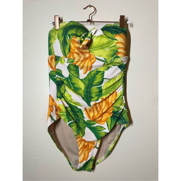 Kona Sol Strapless Banana Print Twist Front Swimsuit Size Medium New - Picture 3 of 7